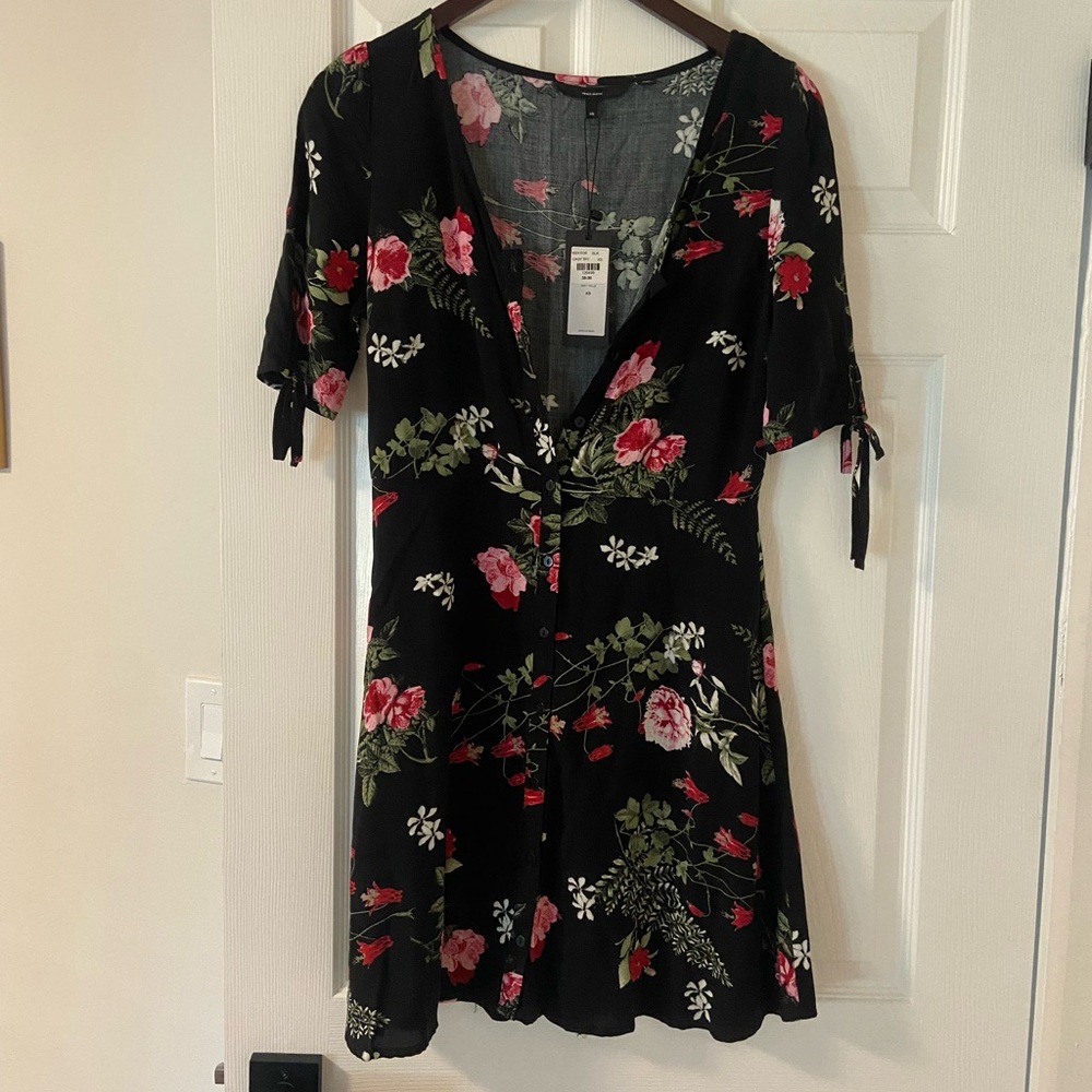 Vero Moda Black Floral Short Dress Size Extra Small